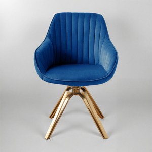 Art Leon Comfortable Velvet Swivel Accent Armchair with Golden Legs - 1 of 4