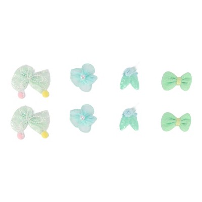 Unique Bargains Women's Cute Flowers Bow Hair Clips Light Green 8 Pcs