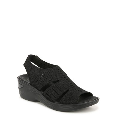 Bzees For Lifestride Womens Double Up Wedge Sandals Black 7.5 W : Target