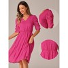 Allegra K Women's Metallic Stars Ruched Sleeve Elastic Waist V Neck A-line Dress - 2 of 4