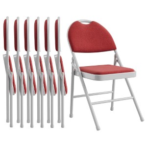 Folding Dining Chairs, Portable Commercial Seat with Metal Legs & Non-Slip Feet Pads, Linen Foldable Chairs for Home Office Party - 1 of 4