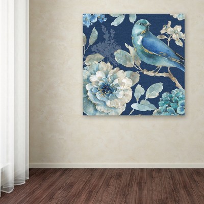 Indigold XXIII Blue and Gold Bird Canvas Art