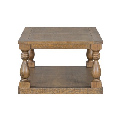 U_STYLE Vintage Coffee Table Featuring Artistic Vase Column Legs and Luxurious Pine Veneer for Timeless Charm