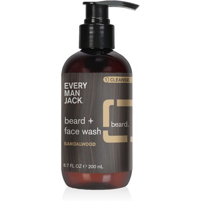 Every Man Jack Men's Nourishing Sandalwood Beard + Face Wash with Aloe and Coconut - 6.7 fl oz