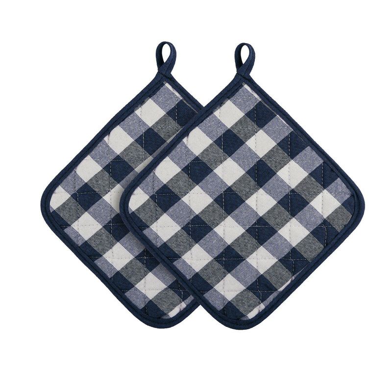Kate Aurora 2 Pack Gingham Plaid Checkered Country Farmhouse Pot Holders, 2 of 3