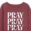 Women's - Instant Message - Pray On It, Pray Over It, Pray Through It Lightweight French Terry Wide Neck Long Sleeve Graphic Shirt - 2 of 4