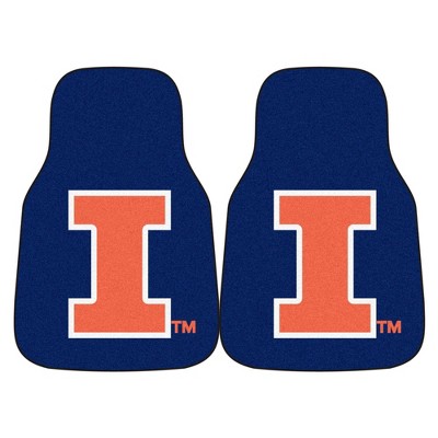 NCAA University of Illinois Fighting Illini Carpet Car Mat Set - 2pc