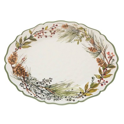 Winter's Forest Melamine Christmas Platter Set, Round and Oval
