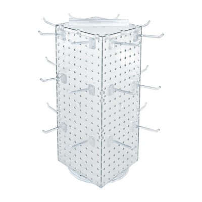 Clear High-Impact Styrene Revolving Pegboard Counter Display with Hooks