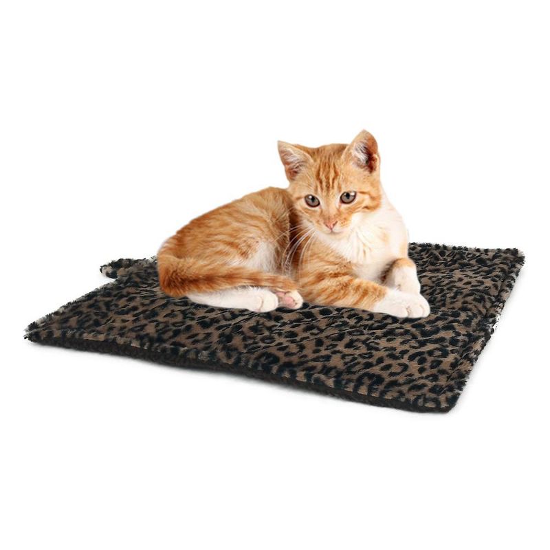Leopard Brown Self-Heating Fleece Cat Mat and Pad