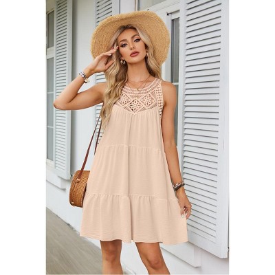 Women's Lace Halter Neck A-Line Dress Summer Sundress
