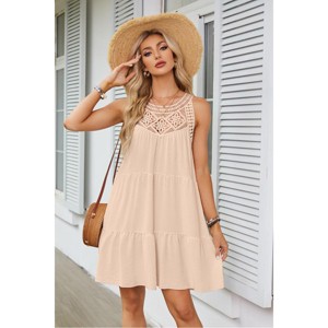Women's Lace Halter Neck A-Line Dress Summer Sundress - 1 of 3