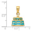 Black Bow Jewelry 14k Yellow Gold Light Blue Enameled Happy Birthday Cake Pendant, 12mm - 4 of 4