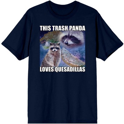 Screenshot Energy Meme Raccoon With Quesadillas In Space "This Trash Panda Loves Quesadillas" Navy Blue Graphic Tee-Medium