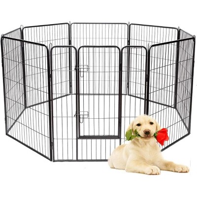 Tangkula 40" 8 Metal Panel Heavy Duty Pet Playpen Dog Exercise Pen Cat Fence Safety Gate