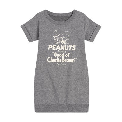 - Peanuts - Good ol' Charlie Brown Graphic Short Sleeve Fleece Dress