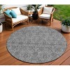 Gray Silver And Charcoal Floral Washable Indoor Outdoor Area Rug - 2 of 4