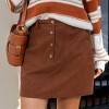Women's Chic Brown Corduroy Button-Front Mini Skirt with Pockets - Cupshe - 2 of 4