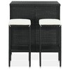 vidaXL 3 Piece Bar Set Poly Rattan Black - 2 of 4