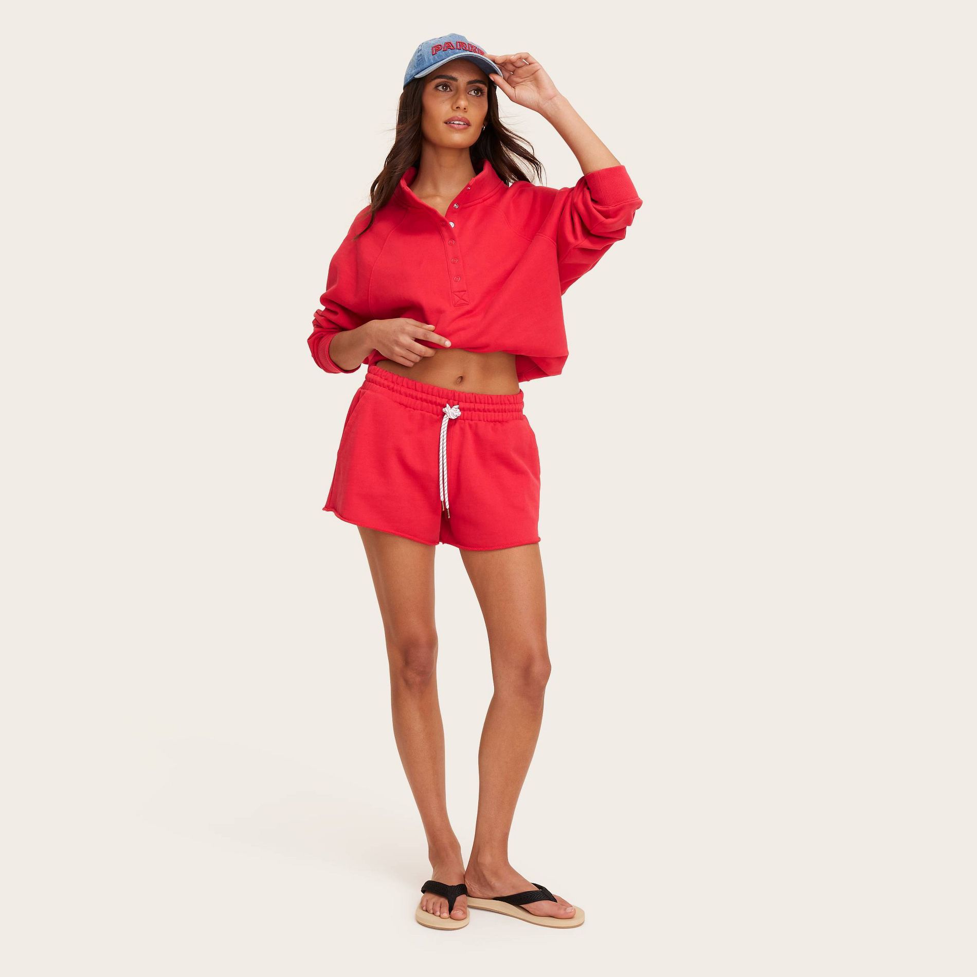 Women's Mid-Rise Pull-On Sweatshorts - Parke x Target Red