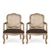 Set of 2 Andrea French Country Wood and Cane Upholstered Dining Armchairs - Christopher Knight Home - 2 of 4