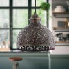 River of Goods 11" Merope Antique Bronze Metal Bowl Shade Pendant Ceiling Light: UL Listed, Adjustable Height - image 2 of 4