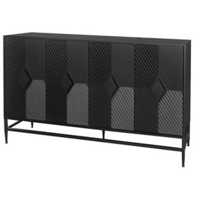 NicBex Modern 4 Door Sideboard Cabinet Kitchen 59.84 Inch Buffet Server Cabinet,Black - 1 of 4