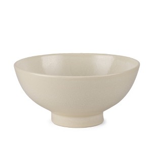 HomeRoots 12" Cream Ceramic Round Pedestal Centerpiece Bowl - 1 of 4