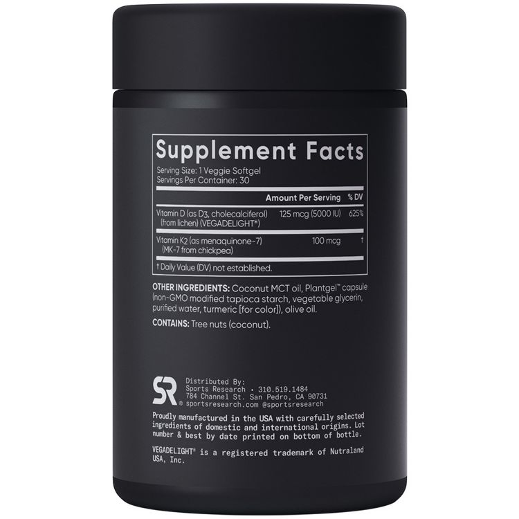Sports Research D3 + K2, Plant-Based, 30 Veggie Softgels, 2 of 5