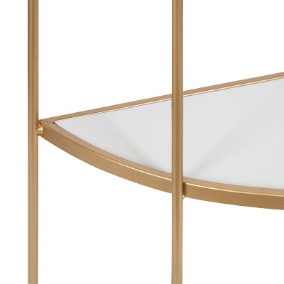White and Gold Tiered Wall Shelf with Arched Metal Frame