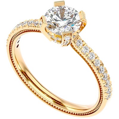 Pompeii3 1 1/2Ct Diamond & Moissanite Halo Engagement Ring in 10k Gold