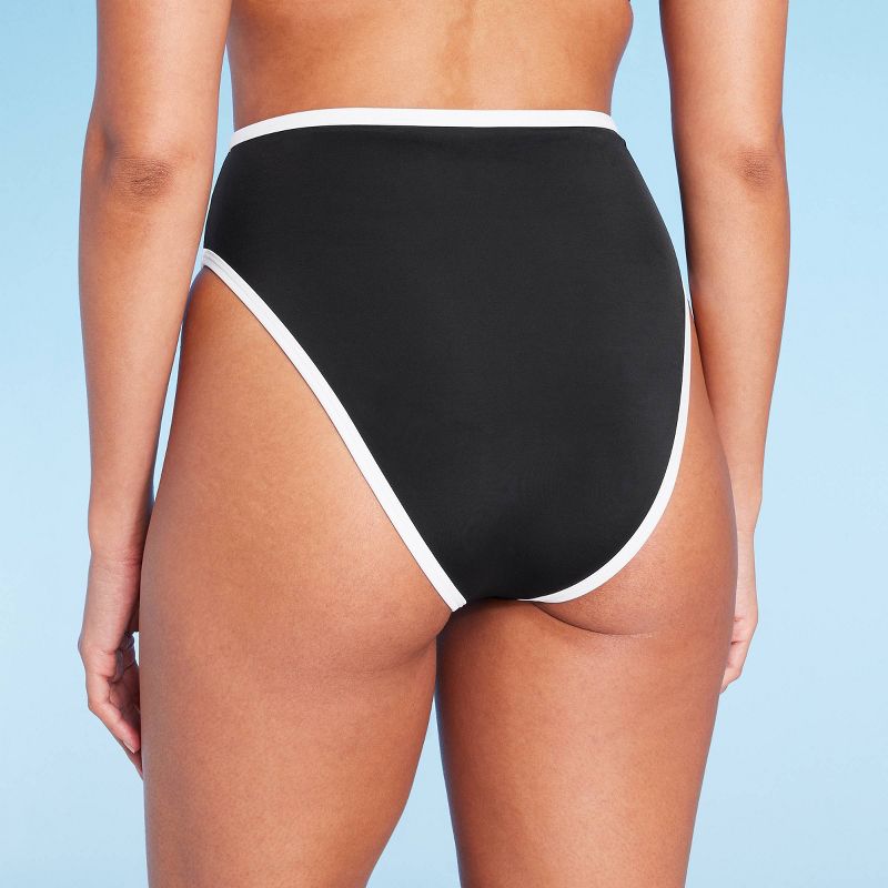 Women's High Waist High Leg Cheeky Contrast Band Bikini Bottom - Shade & Shore™, 6 of 13