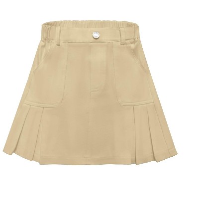 Girls Denim Skirts with Pockets Mid Rise Pleated Jean Skirts
