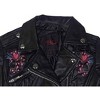 Yoki Big Girls' Floral Embroidered Design PU Faux Leather Jackets - 4 of 4