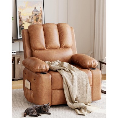 Oversized Recliner Chair for Adult, Padded Faux PU Leather Manual Reclining Sofa, Comfy Nursing Chair, Capacity 400LB