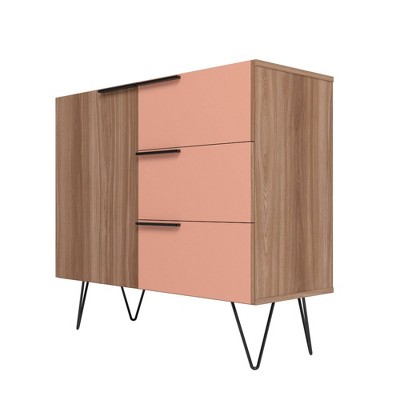 Mid-Century Mirrored Black Horizontal Combo Dresser