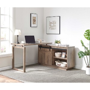 NicBex L-Shaped Corner Home Office Desk with Sliding Door,Computer Desk Writing Table for Study&Office,Home Workstation - 1 of 4