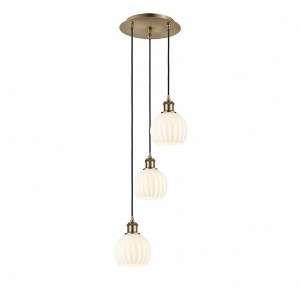 White Venetian - 3 Light Cord Hung Multi Pendant In Modern Style-12.25 Inches Tall and 12.5 Inches Wide - 1 of 1