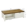 Vynxaria Farmhouse Coffee Table - White, 46"W×23.25"D×16"H, Storage (Drawer + 2 Open Shelves), 132LBS Capacity for Living Room - 4 of 4