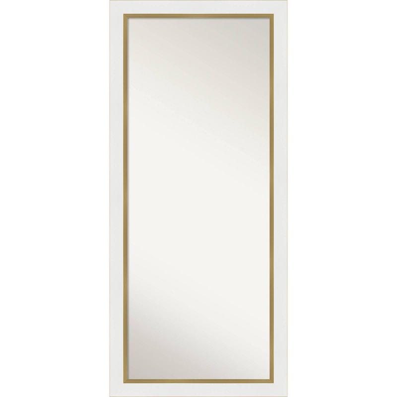 29&#34; x 65&#34; Non-Beveled Eva White Gold Full Length Floor Leaner Mirror - Amanti Art, 1 of 12
