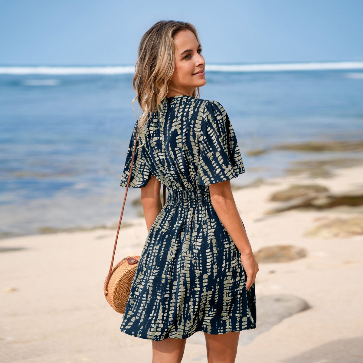 Женские платья Cupshe Women's Boho Chic Printed Beach Dress-M-Blue — фото 4