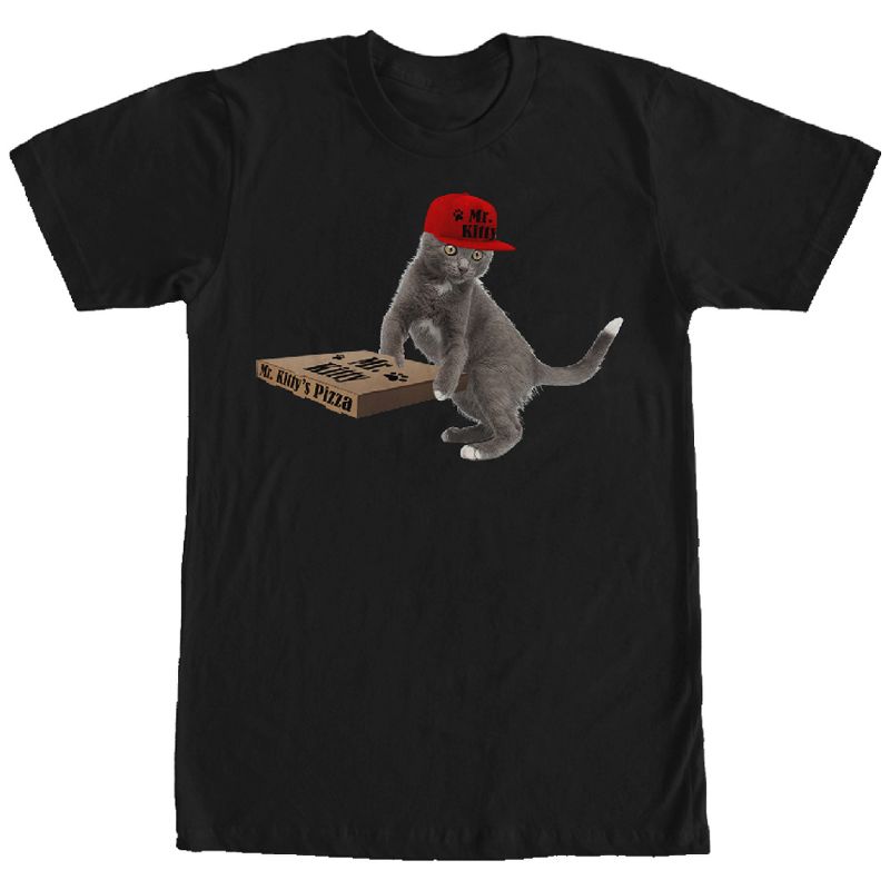 Men's Lost Gods Pizza Delivery Cat T-Shirt, 1 of 5