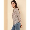 Allegra K Women's Casual Plaid Blouse Button Up V-Neck Long Sleeve Western Shirt - 4 of 4
