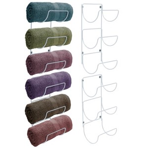 Sorbus Wall-Mount Towel Rack - Great for Organizing Rolled Bath Towels, Washcloths, Linens (Holds 12) - 1 of 4