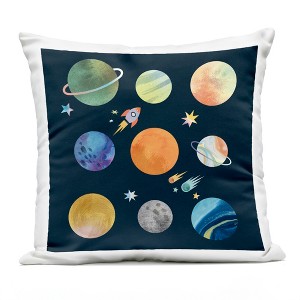 Stupell Industries Rocket Ship Solar System Outer Space Planets Outdoor Decorative Throw Pillow, 18 x 18 - 1 of 3