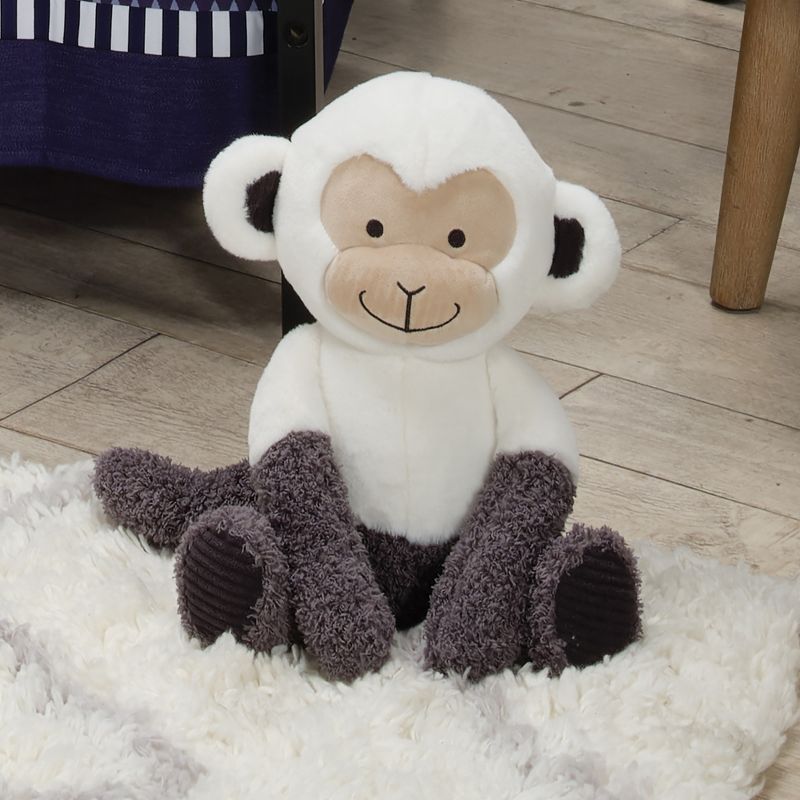 Lambs & Ivy Jungle Party White/Gray Plush Monkey Stuffed Animal Toy - Charlie, 5 of 7