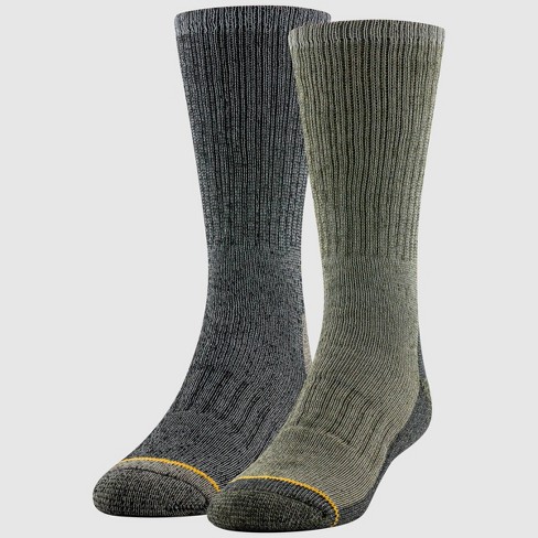 Signature Gold By Goldtoe Men s Wool Crew Boot Socks 2pk Forest black Marl 6 12 Target