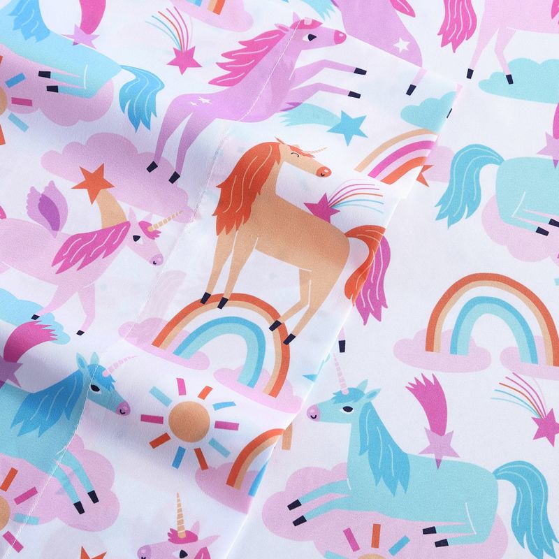 Poppy & Fritz Unicorn Ultra Soft Microfiber- 3 Piece- Sheet Set  Pink- Twin, 4 of 10
