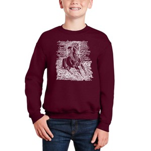 LA Pop Art Popular Horse Breeds - Boy's Word Art Crewneck Sweatshirt - 1 of 3