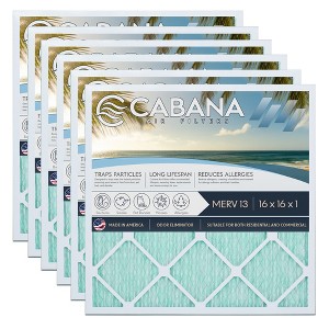 Cabana Air Filters 6 Pack Home HVAC Furnace Air Filters, Capture Unwanted Particles with Pleated Design, MERV 13, 16 x 16 x 1, White - 1 of 4